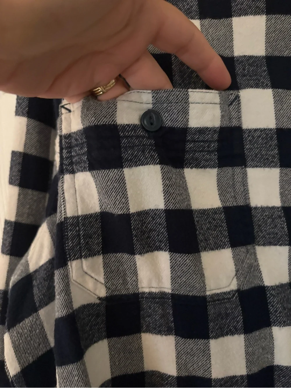 J. Crew Navy and White Check Button-Down Shirt